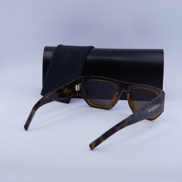 ?️ New Saint Laurent SL740 002 Sunglasses - Transparent Brown/Havana Frame